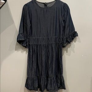 Blue light denim  Ruffle Sleeve Dress girls size 14